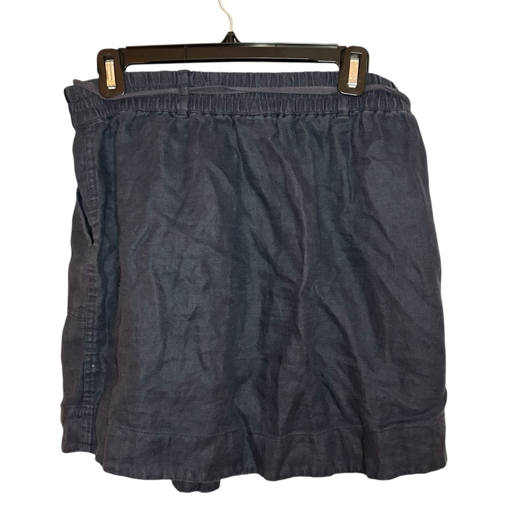 LOFT Linen Mini Skirt Navy Blue Tie Waist Pockets Womenโs Size Small Summer